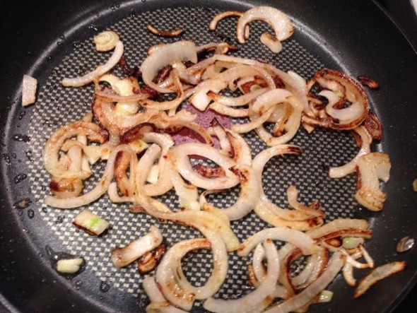 Onions.  You can slice them thicker. 