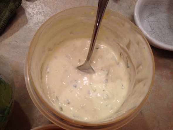 Garlic mayonnaise.  I amended the recipe to include the zest because zest is awesome