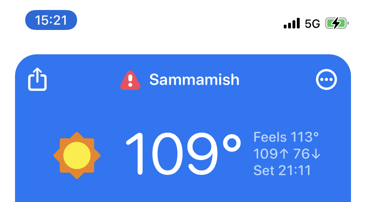 109F feels like 113F, about 40F higher than normal